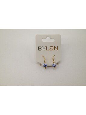 NWT Dylan Jewelry Gold Tone Dangle Earrings Blue White Beaded Drop Boho Chic